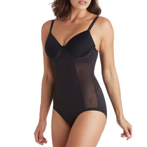 TC Fine Intimates Wonderful U Low Back Firm Control Bodysuit Black Size 34DD